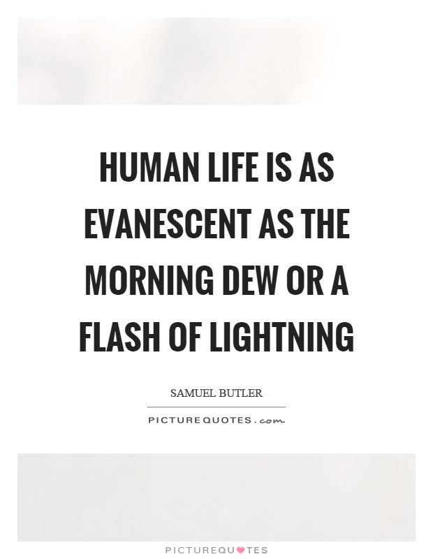 Human life is as evanescent as the morning dew or a flash of lightning Picture Quote #1