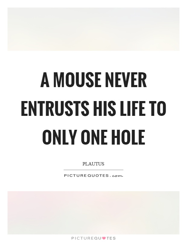 A mouse never entrusts his life to only one hole Picture Quote #1