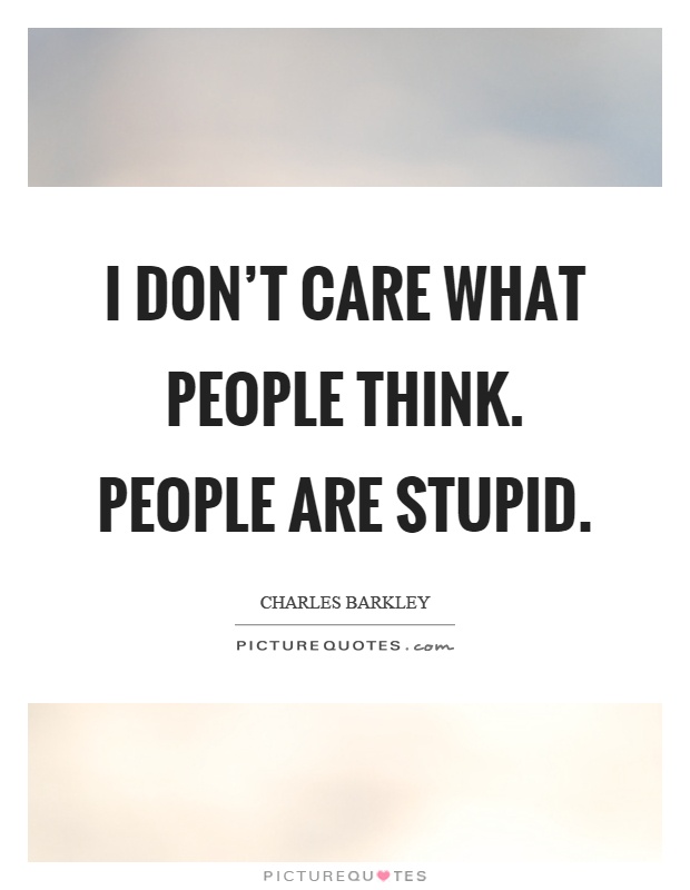 I don’t care what people think. people are stupid Picture Quote #1