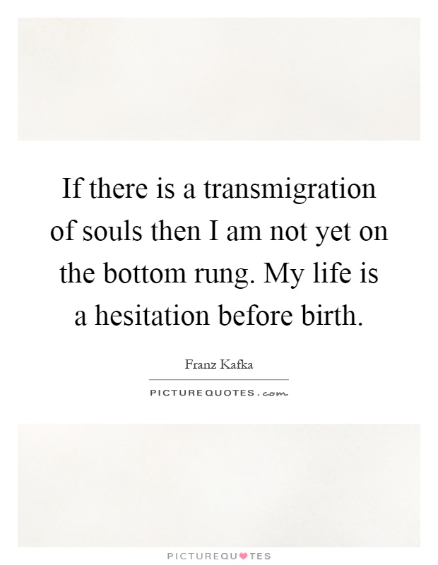 If there is a transmigration of souls then I am not yet on the bottom rung. My life is a hesitation before birth Picture Quote #1