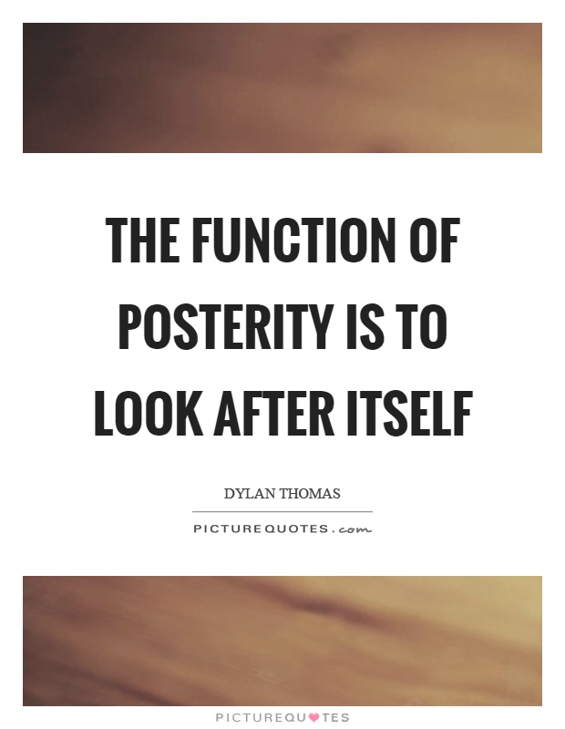 The function of posterity is to look after itself Picture Quote #1