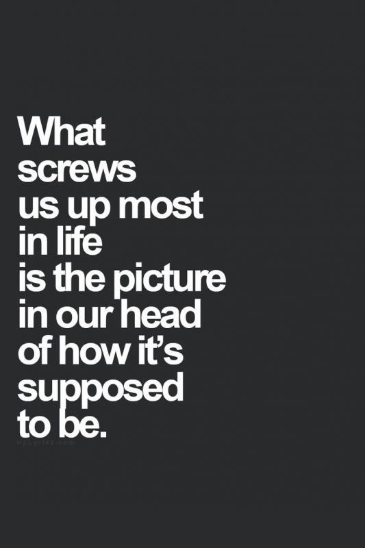 What screws us up most in life is the picture in our head of how it's supposed to be Picture Quote #1