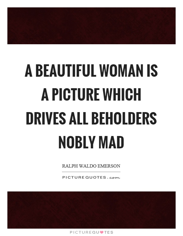 A beautiful woman is a picture which drives all beholders nobly mad Picture Quote #1