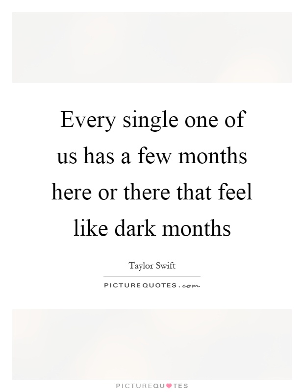 Every single one of us has a few months here or there that feel like dark months Picture Quote #1