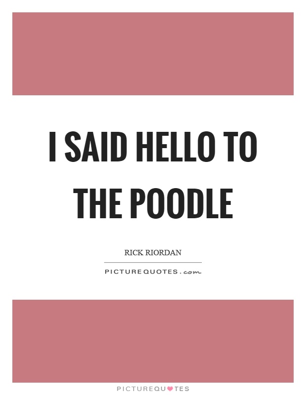 I said hello to the poodle Picture Quote #1