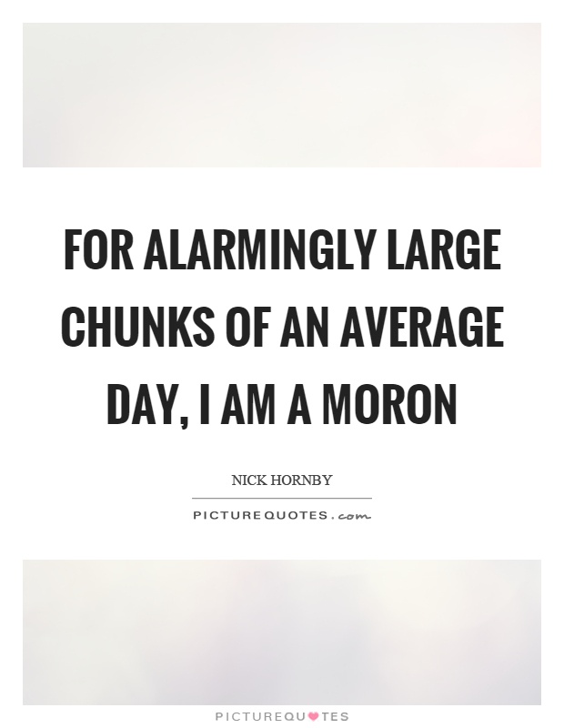 For alarmingly large chunks of an average day, I am a moron Picture Quote #1