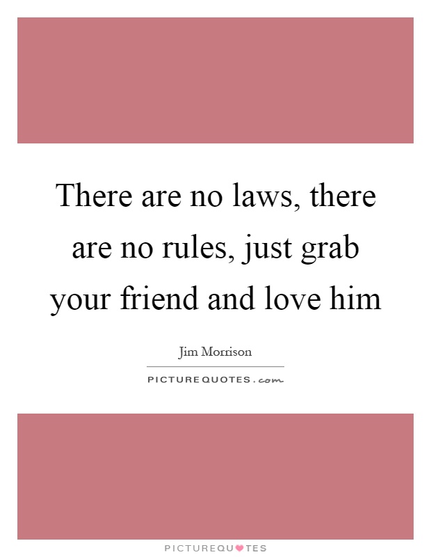 There are no laws, there are no rules, just grab your friend and love him Picture Quote #1