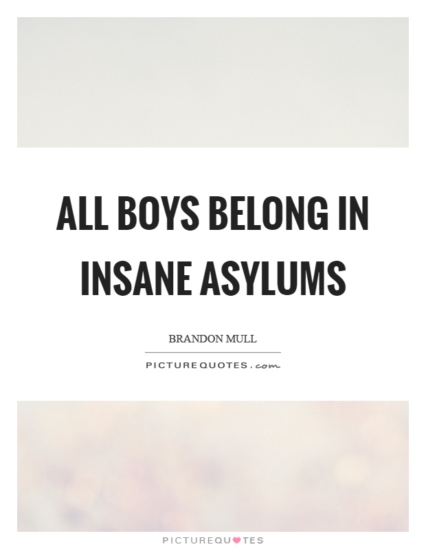 All boys belong in insane asylums Picture Quote #1