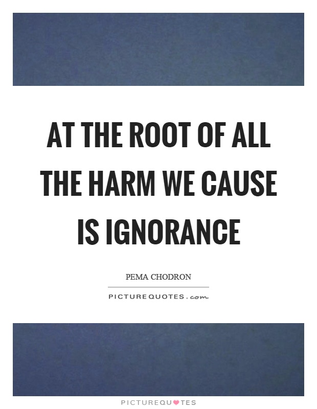 At the root of all the harm we cause is ignorance Picture Quote #1