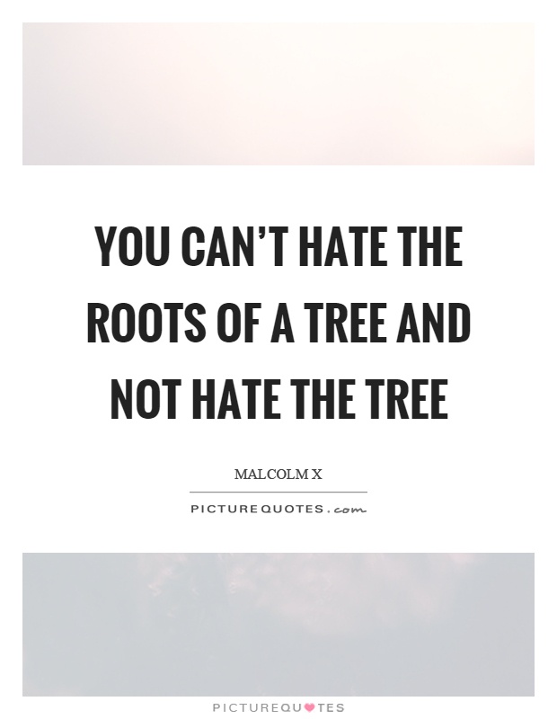 You can’t hate the roots of a tree and not hate the tree Picture Quote #1