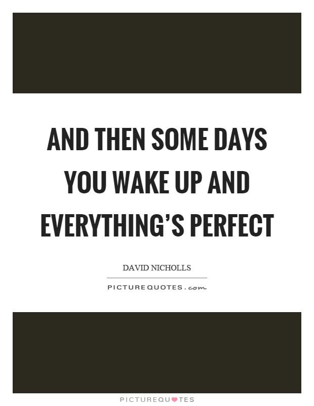 And then some days you wake up and everything’s perfect Picture Quote #1