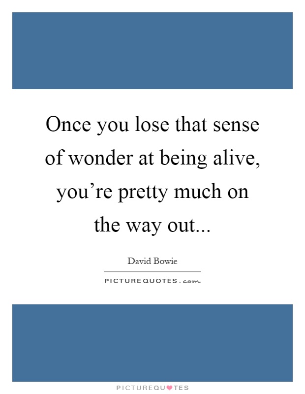 Once you lose that sense of wonder at being alive, you’re pretty much on the way out Picture Quote #1