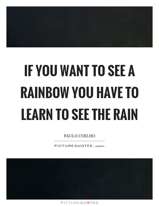 If you want to see a rainbow you have to learn to see the rain Picture Quote #1