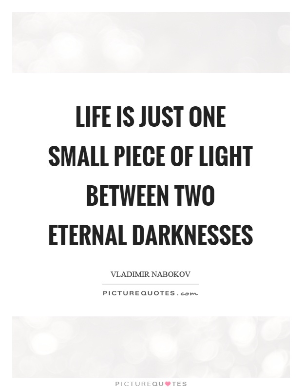 Life is just one small piece of light between two eternal darknesses Picture Quote #1