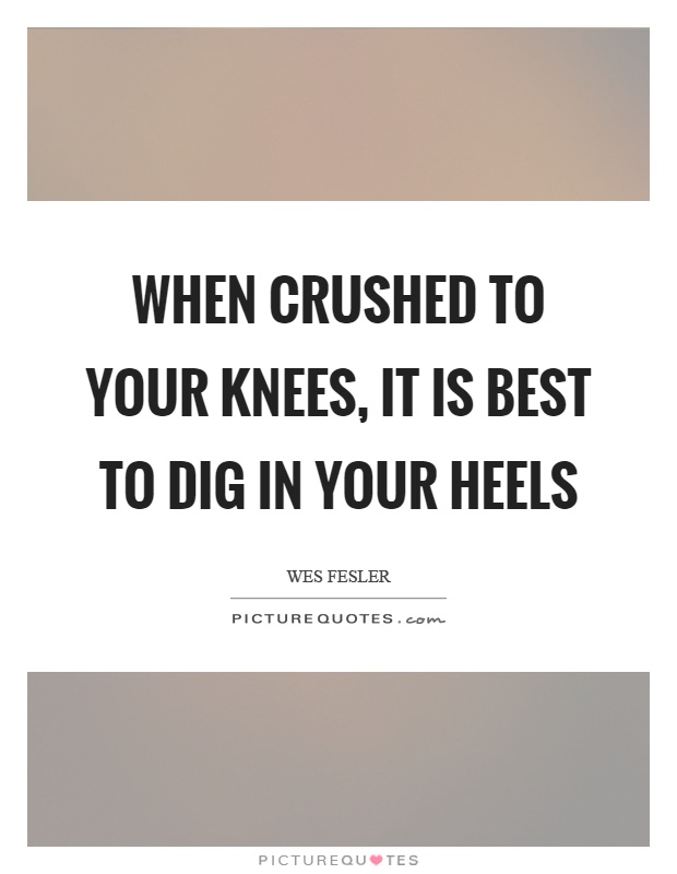 When crushed to your knees, it is best to dig in your heels Picture Quote #1