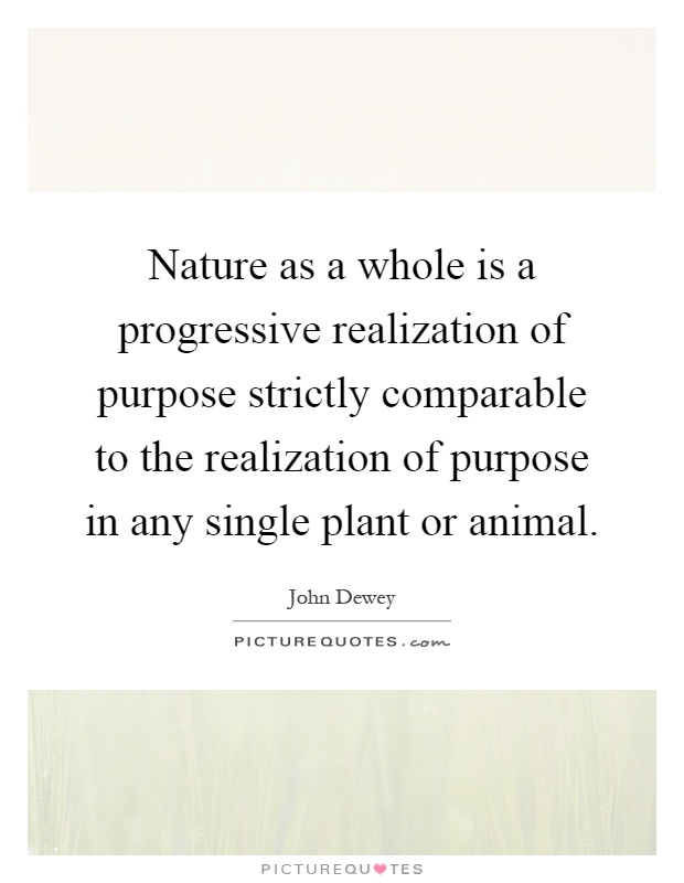Nature as a whole is a progressive realization of purpose strictly comparable to the realization of purpose in any single plant or animal Picture Quote #1