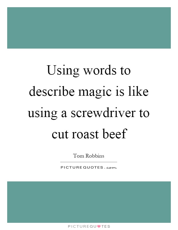 Using words to describe magic is like using a screwdriver to cut roast beef Picture Quote #1