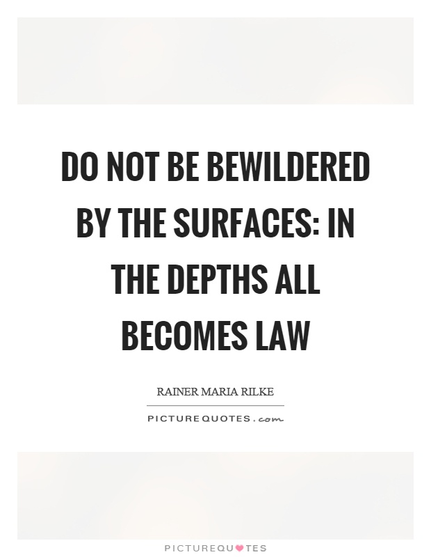 Do not be bewildered by the surfaces: in the depths all becomes law Picture Quote #1