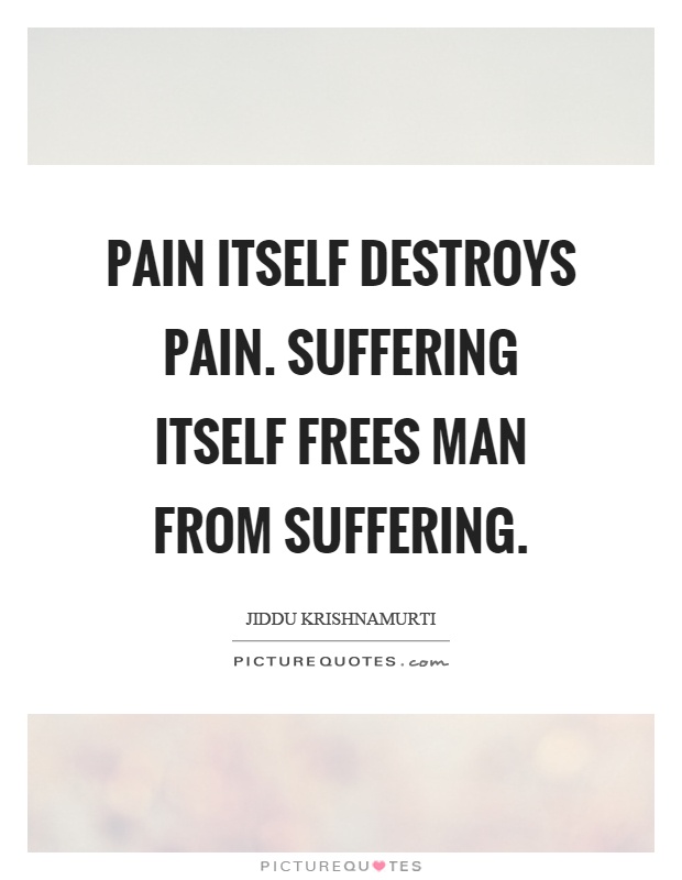 Pain itself destroys pain. Suffering itself frees man from suffering Picture Quote #1
