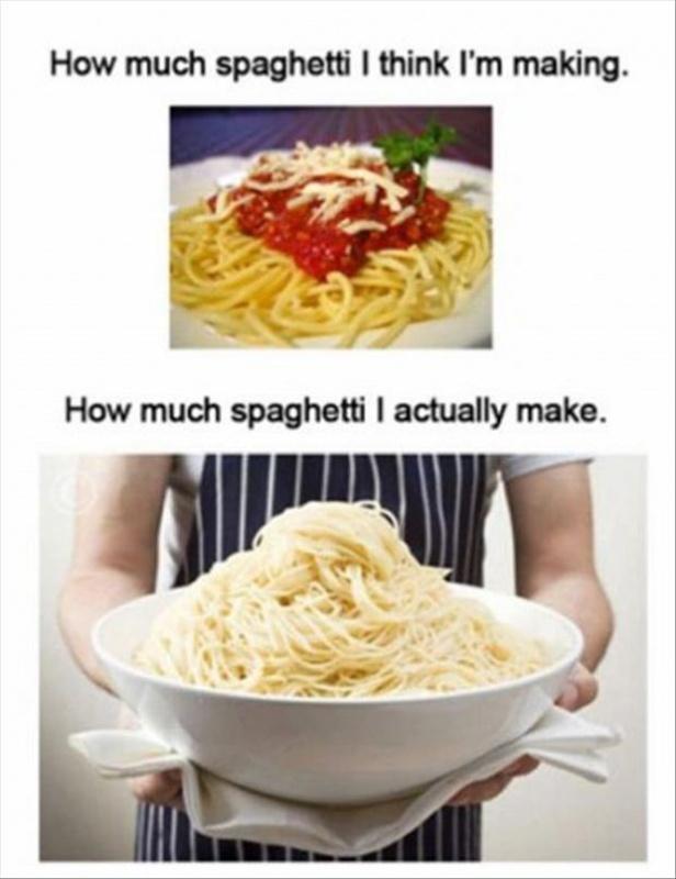 How much spaghetti I think I'm making. How much spaghetti I actually make Picture Quote #1