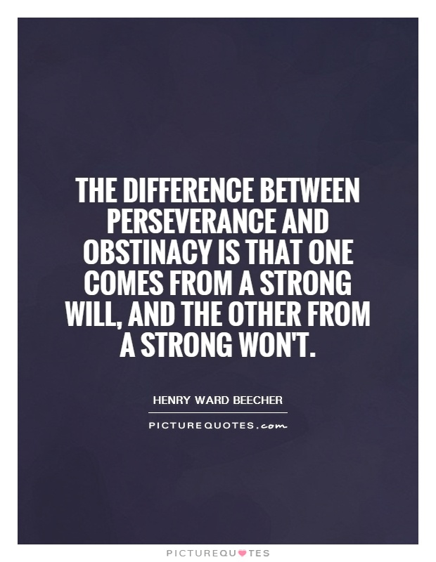 The difference between perseverance and obstinacy is that one comes from a strong will, and the other from a strong won't Picture Quote #1