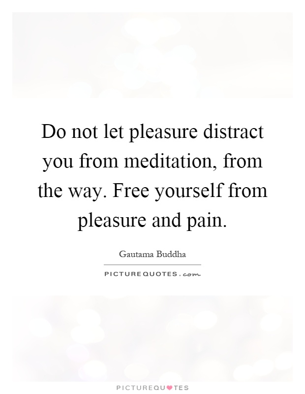Do not let pleasure distract you from meditation, from the way. Free yourself from pleasure and pain Picture Quote #1