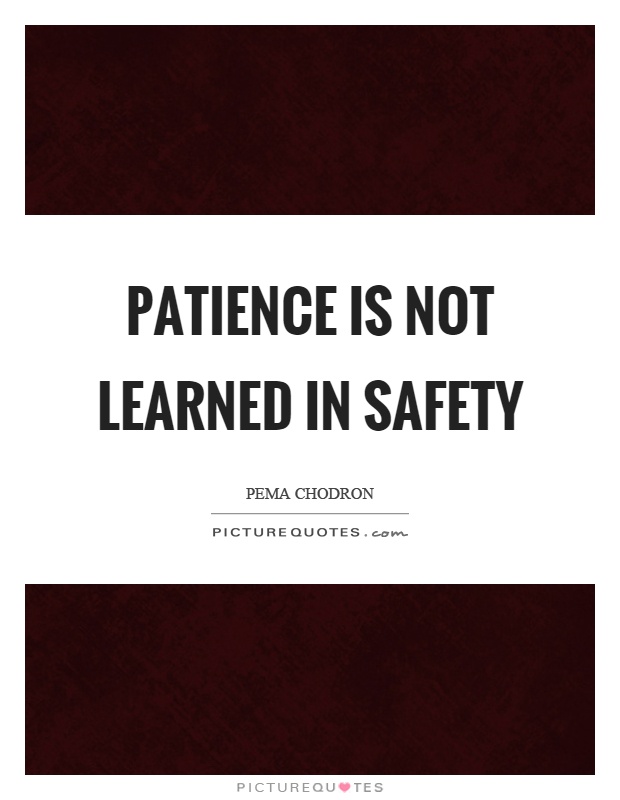 Patience is not learned in safety Picture Quote #1