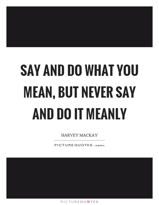 Say and do what you mean, but never say and do it meanly Picture Quote #1
