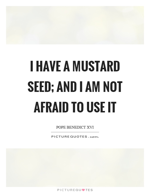 I have a mustard seed; and I am not afraid to use it Picture Quote #1
