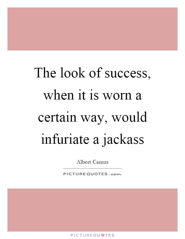 The look of success, when it is worn a certain way, would infuriate a jackass Picture Quote #1
