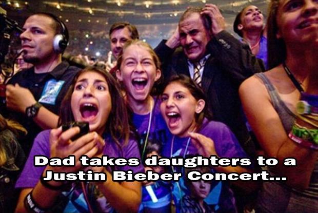 Dad takes daughters to a Justin Bieber concert Picture Quote #1