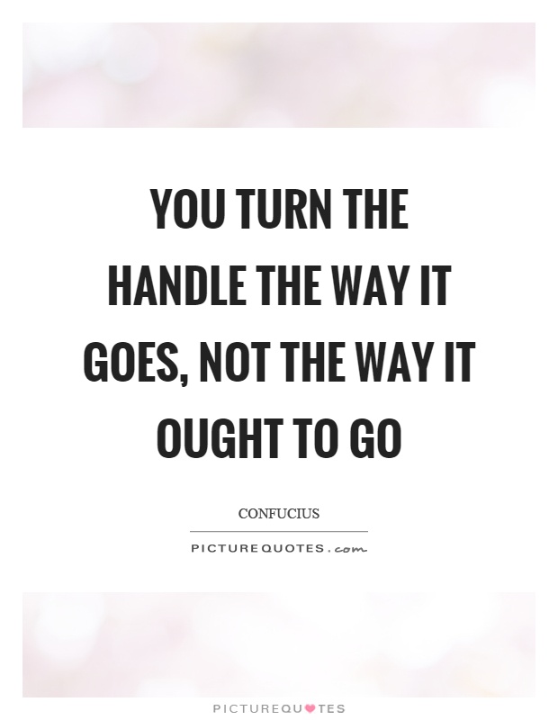 You turn the handle the way it goes, not the way it ought to go Picture Quote #1
