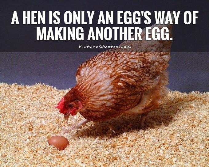 A hen is only an egg's way of making another egg Picture Quote #1