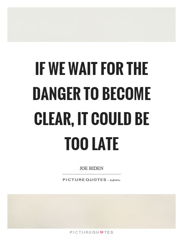 If we wait for the danger to become clear, it could be too late Picture Quote #1