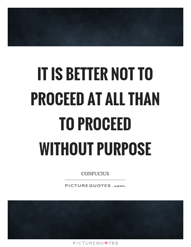 It is better not to proceed at all than to proceed without purpose Picture Quote #1