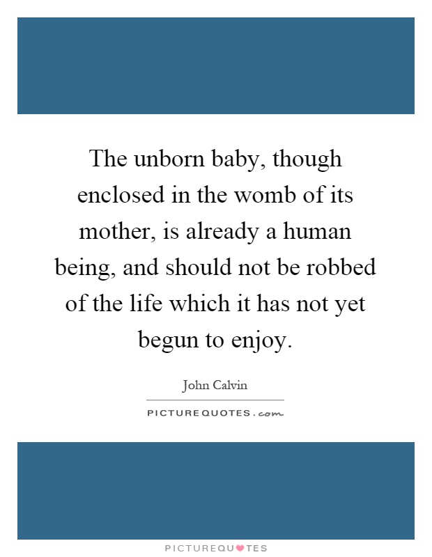 The unborn baby, though enclosed in the womb of its mother, is already a human being, and should not be robbed of the life which it has not yet begun to enjoy Picture Quote #1