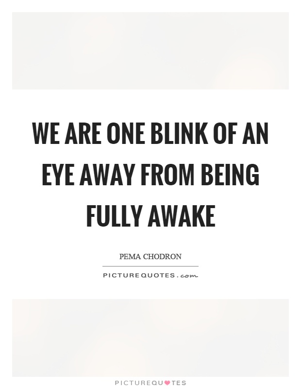 We are one blink of an eye away from being fully awake Picture Quote #1