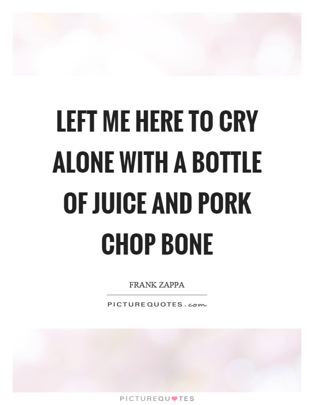 Left me here to cry alone with a bottle of juice and pork chop bone Picture Quote #1