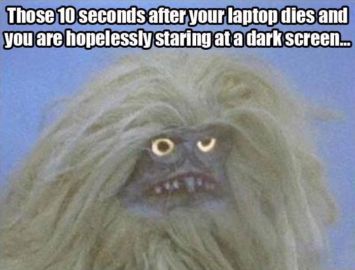 Those 10 seconds after your laptop dies and you are hopelessly staring at a dark screen Picture Quote #1