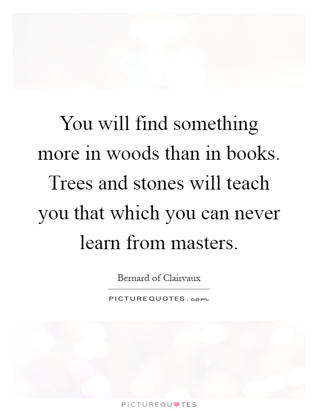 You will find something more in woods than in books. Trees and stones will teach you that which you can never learn from masters Picture Quote #1