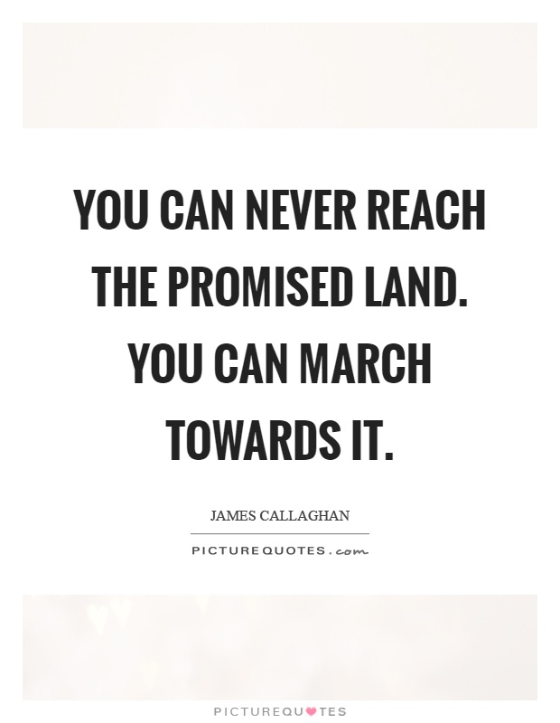 You can never reach the promised land. You can march towards it Picture Quote #1