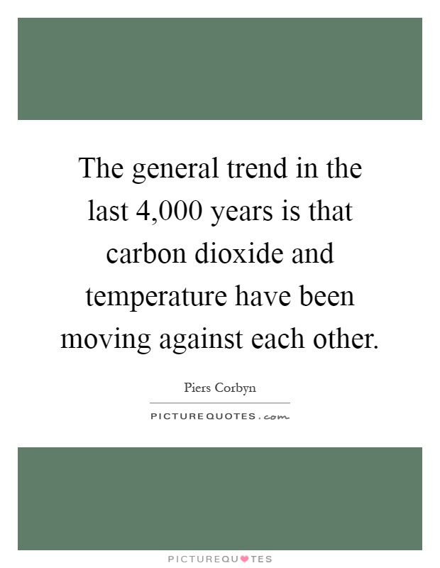The general trend in the last 4,000 years is that carbon dioxide and temperature have been moving against each other Picture Quote #1