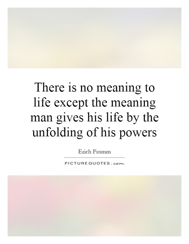 There is no meaning to life except the meaning man gives his life by the unfolding of his powers Picture Quote #1