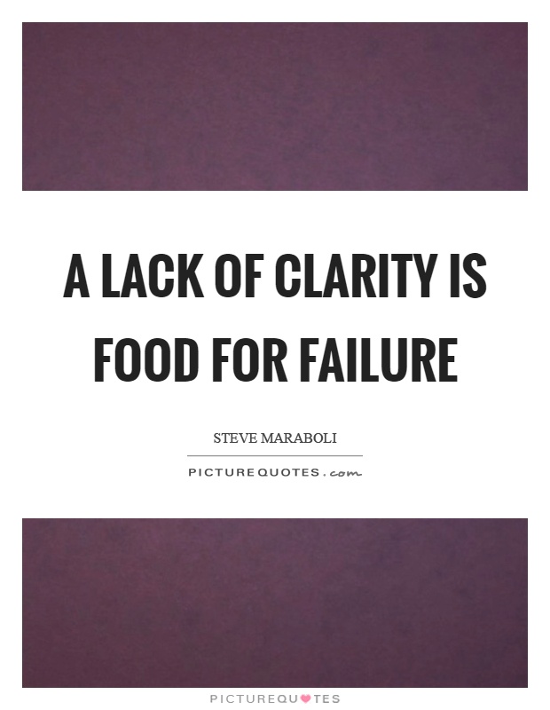 A lack of clarity is food for failure Picture Quote #1