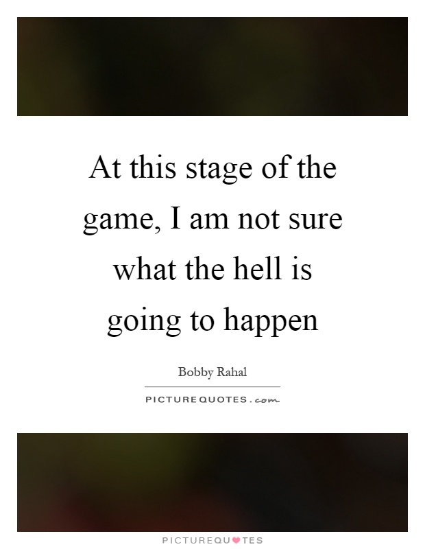 At this stage of the game, I am not sure what the hell is going to happen Picture Quote #1