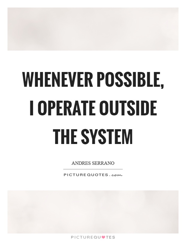 Whenever possible, I operate outside the system Picture Quote #1