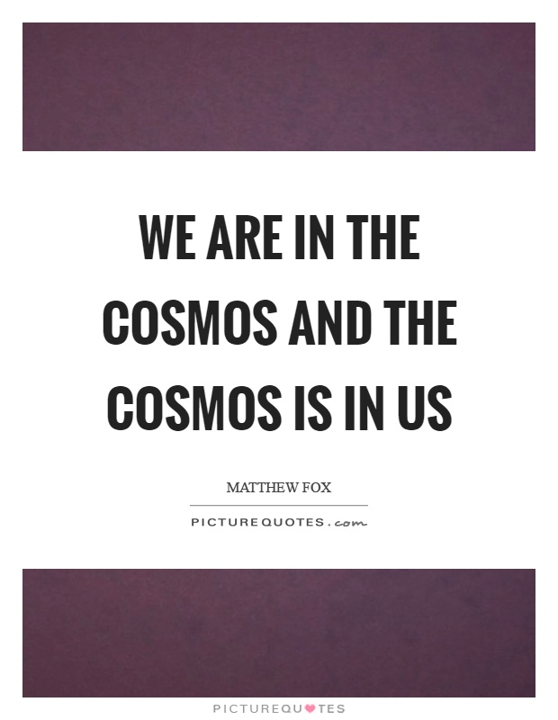 We are in the cosmos and the cosmos is in us Picture Quote #1