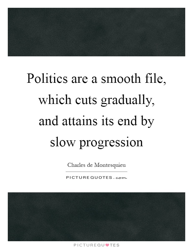 Politics are a smooth file, which cuts gradually, and attains its end by slow progression Picture Quote #1