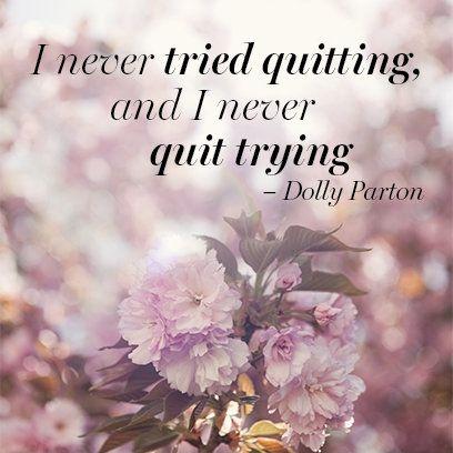 I never tried quitting, and I never quit trying Picture Quote #1