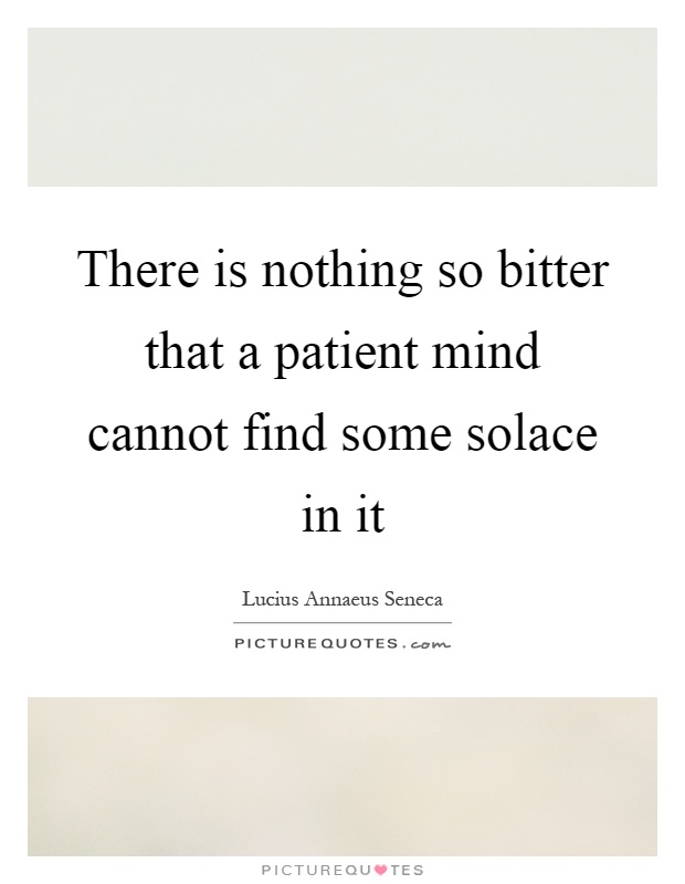 There is nothing so bitter that a patient mind cannot find some solace in it Picture Quote #1